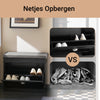 SoBuy FSR82-K-SCH Smalle Schoenenkast met Zitbank – Slimme Schoenenbank voor de Hal, Houten Schoenenkast met Opbergruimte, Verstelbaar, Zwart L60D24H51 cm
