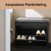 SoBuy FSR82-K-SCH Smalle Schoenenkast met Zitbank – Slimme Schoenenbank voor de Hal, Houten Schoenenkast met Opbergruimte, Verstelbaar, Zwart L60D24H51 cm