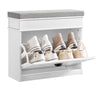 SoBuy FSR82-K-WG Schoenenkast entreebank – schoenenbank met toiletzitting en schoenenopbergkussen voor hal, woonkamer 61 x 24 x 51 cm, capaciteit 113 kg, wit antiek houteffect