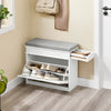 SoBuy FSR82-K-WG Schoenenkast entreebank – schoenenbank met toiletzitting en schoenenopbergkussen voor hal, woonkamer 61 x 24 x 51 cm, capaciteit 113 kg, wit antiek houteffect