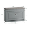 SoBuy FSR82-L-HG Schoenenkast voor de Hal – Schoenenbank met Klepopslag en Kussen – Opbergbank voor Schoenen, Geschikt voor Gang of Woonkamer – 75x24x51 cm, Draagvermogen 150kg, Grijs