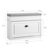 SoBuy FSR82-L-WG Schoenenkast entreebank – schoenenbank met toiletzitting en schoenenopbergkussen voor hal, woonkamer 75 x 24 x 51 cm, capaciteit 180 kg, wit antiek houteffect