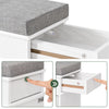 SoBuy FSR82-L-WG Schoenenkast entreebank – schoenenbank met toiletzitting en schoenenopbergkussen voor hal, woonkamer 75 x 24 x 51 cm, capaciteit 180 kg, wit antiek houteffect