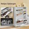 SoBuy FSR87-W Schoenenkast met 2 Kleppen en Extra Opbergvak – 80x24x110 cm – Smal & Ruimtebesparend