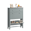 SoBuy FSR89-HG Meubel voor Schoenen met Valdeuren en Lade – Stijlvolle Schoenenkast voor Efficiënt Opbergen, Grijs, 80x25x108 cm, Grote Capaciteit, Compact Design