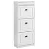 Pre-order SoBuy FSR94-WG Schoenenkast met 3 kleppen, schoenenkast voor entree, schoenenkast, schoenenrek, 12 paar, voor hal, entree, 53 x 24 x 118 cm, verouderd houteffect, wit