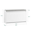 SoBuy FSR98-L-W Schoenenbank met Opbergruimte en Gevuld Zitkussen – Modern Schoenenmeubel voor Hal, 80x26x45 cm, Draaggewicht 155 kg, Wit