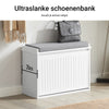 SoBuy FSR98-W Schoenenbank met Opbergruimte – Inclusief Zacht Zitkussen & Klep – Compact Schoenenmeubel voor Hal – 62 × 26 × 45 cm – Draagvermogen 150 kg – Wit