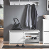 SoBuy FSR98-XL-W Schoenenbank met Opbergruimte en Comfortabel Kussen – 2 Deurtjes, Wit, 158 kg draagvermogen, L100 x B26 x H46 cm