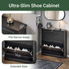 SoBuy FSR99-SCH Schoenenkast met 2 Kleppen, Ultra-Smal 18cm voor Hal en Appartement, 6-8 Paar – Zwart, 76x18x78cm