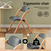 SoBuy FST92-SG Vouwstoel Ergonomisch Kussen, Beukenhout, Geen Montage, Opvouwbaar, Eetkamer & Kantoor – Donkergrijs