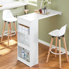 SoBuy FWT101-W Bartafel, Eettafel, Keukentafel, Bistrotafel, Hoge Tafel, Tafel met Opbergrek