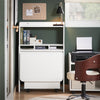 SoBuy FWT105-W Opvouwbaar bureau, opklapbare computertafel, multifunctioneel bureau met opbergplanken en 1 opbergdoos op wielen