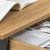 SoBuy FWT43-N Compact Bureau met Lade en Haken – Multifunctioneel Computerbureau met Opbergrekken, Natuurlijke Houtkleur 60x40x77cm