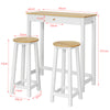 Pre-order SoBuy FWT50-WN Barset 1 Tafel + 2 Barkrukken – Compacte Hoge Tafel met Voetensteun, Moderne Bistro Set voor Keuken of Balkon – Wit/Naturel
