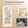 SoBuy FWT92-H-W Inklapbaar Bureau met 5 Planken – Opklapbaar Wandbureau voor Thuiskantoor, Wit, 64×58×145 cm