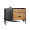 SoBuy HFSB02-SCH Lage dressoir, commode opbergkast, dressoir voor keuken, eetkamer, woonkamer, entree, met kast, 1 deur en 3 laden
