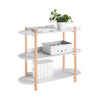 SoBuy HSTR01-H-HG Opbergplank met 3 Niveaus, Houten Plank op Poten met 3 Etages, Boekenkast, Entree Tafel, Console Tafel