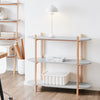 SoBuy HSTR01-H-HG Opbergplank met 3 Niveaus, Houten Plank op Poten met 3 Etages, Boekenkast, Entree Tafel, Console Tafel