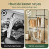 SoBuy KLS03-II-SCH Telescopische Kledingrail, Stevig Verstelbaar Open Kledingrek met Hangerails en Extra Gratis Haken, Voor Slaapkamer & Dressing, Zwart