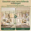 SoBuy KLS04-II-BR Telescopisch Kledingrek, Stevig Kledinghangerrek, Verstelbare Open Garderobekast met Kledingstangen en Planken voor Slaapkamer, Inloopkast, Bruin