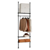 SoBuy KLS07-SCH Verstelbare Kledingkast - Robuuste Opvouwbare Garderobe met Stangen en Planken, Kledingrek voor Slaapkamer/Walk-in Closet, Zwart