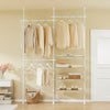 SoBuy KLS17-WN Telescopisch kledingrek, robuuste kledingkast, open verstelbare kledingkast met planken en stangen, wit