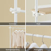 SoBuy KLS17-WN Telescopisch kledingrek, robuuste kledingkast, open verstelbare kledingkast met planken en stangen, wit