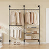 SoBuy KLS18-SCH industrieel wandrek, kledingrek van vaste buizen met 3 stangen en 3 MDF-planken, robuuste open kledingkast, ruimtebesparend, industrieel zwart