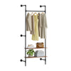 SoBuy KLS20-SCH Compact Wandkledingrek met 2 MDF-Planken, Kledingrek aan de Muur, Draagvermogen 45 kg, Industrieel Zwart, 91,5x48x220 cm