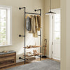 SoBuy KLS20-SCH Compact Wandkledingrek met 2 MDF-Planken, Kledingrek aan de Muur, Draagvermogen 45 kg, Industrieel Zwart, 91,5x48x220 cm