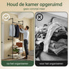 SoBuy KLS20-SCH Compact Wandkledingrek met 2 MDF-Planken, Kledingrek aan de Muur, Draagvermogen 45 kg, Industrieel Zwart, 91,5x48x220 cm