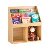 SoBuy KMB01-N Kinderbibliotheek met Opbergruimte en 3 Planken, 2 Open Compartimenten – Speelgoedopslag en Boekenrek voor Kinderen, Natuurlijk Hout – 73x30x80 cm