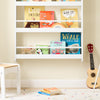 SoBuy KMB08-II-W Montessori Kinderboekenkast Wandrek, Kinderboekenplank met 4 Niveaus, Ruimtebesparende Kinderopbergrek Wit 80×12×118 cm