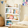 SoBuy KMB08-II-W Montessori Kinderboekenkast Wandrek, Kinderboekenplank met 4 Niveaus, Ruimtebesparende Kinderopbergrek Wit 80×12×118 cm