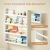 SoBuy KMB08-II-W Montessori Kinderboekenkast Wandrek, Kinderboekenplank met 4 Niveaus, Ruimtebesparende Kinderopbergrek Wit 80×12×118 cm