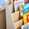 SoBuy KMB106-HG Kinderen boekenkast kinderrek krantenstandaard met 4 opbergvakken opbergrek voor kinderen boekenrek hangrek