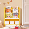 SoBuy KMB108-G Boeken- en speelgoedrek, kinderboekenkast, opbergrek voor kinderkamer, opbergkast voor speelgoed en boeken, 3 vakken en 3 afneembare dozen