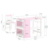 SoBuy KMB116-P Kindertafel en Stoelenset (2 Stuks) met DIY Stickers Kinderbureau met 3 Potloodhouders Roze en Wit