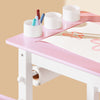 SoBuy KMB116-P Kindertafel en Stoelenset (2 Stuks) met DIY Stickers Kinderbureau met 3 Potloodhouders Roze en Wit