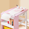SoBuy KMB116-P Kindertafel en Stoelenset (2 Stuks) met DIY Stickers Kinderbureau met 3 Potloodhouders Roze en Wit