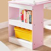 SoBuy KMB116-P Kindertafel en Stoelenset (2 Stuks) met DIY Stickers Kinderbureau met 3 Potloodhouders Roze en Wit