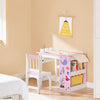 SoBuy KMB116-P Kindertafel en Stoelenset (2 Stuks) met DIY Stickers Kinderbureau met 3 Potloodhouders Roze en Wit