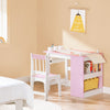 SoBuy KMB116-P Kindertafel en Stoelenset (2 Stuks) met DIY Stickers Kinderbureau met 3 Potloodhouders Roze en Wit