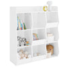 SoBuy KMB120-W Boekenkast voor kinderen, speelgoed, kinderen, met 9 vakken, meubels, opslag, speelgoed, rek, boekenkast, tijdschriftenrek, wit, 95 x 34 x 105 cm