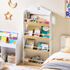 SoBuy KMB121-WN Kinderboekenkast 4 Niveaus – Montessori Boekenrek & Speelgoedopberger, Wit/Naturel, 60×15×130,5 cm