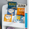 SoBuy KMB37-F Opbergplank voor Kinderboeken en Speelgoed Bibliotheek Boekenplank Multifunctionele Opbergkast met 2 Manden