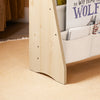 SoBuy KMB50-N Montessori Kinderboekenkast – Speelse Opbergkast voor Boeken & Speelgoed met 4 Vakken en 3 Stoffen Zakken – Naturel, 63×28×76 cm