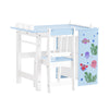 SoBuy KMB60-B Kindertafel en Stoelenset 2 Stuks met DIY Stickers Kinderbureau met 3 Potloodhouders Blauw en Wit