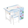 SoBuy KMB60-B Kindertafel en Stoelenset 2 Stuks met DIY Stickers Kinderbureau met 3 Potloodhouders Blauw en Wit